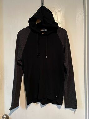 Michael Kors Raglan Pullover Black Gray Hoodie Shirt Men Sz Medium